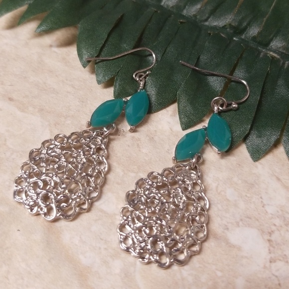 Jesi's Fashionz Jewelry - E576 Mininalist Filigree Silver  Turquoise Earring